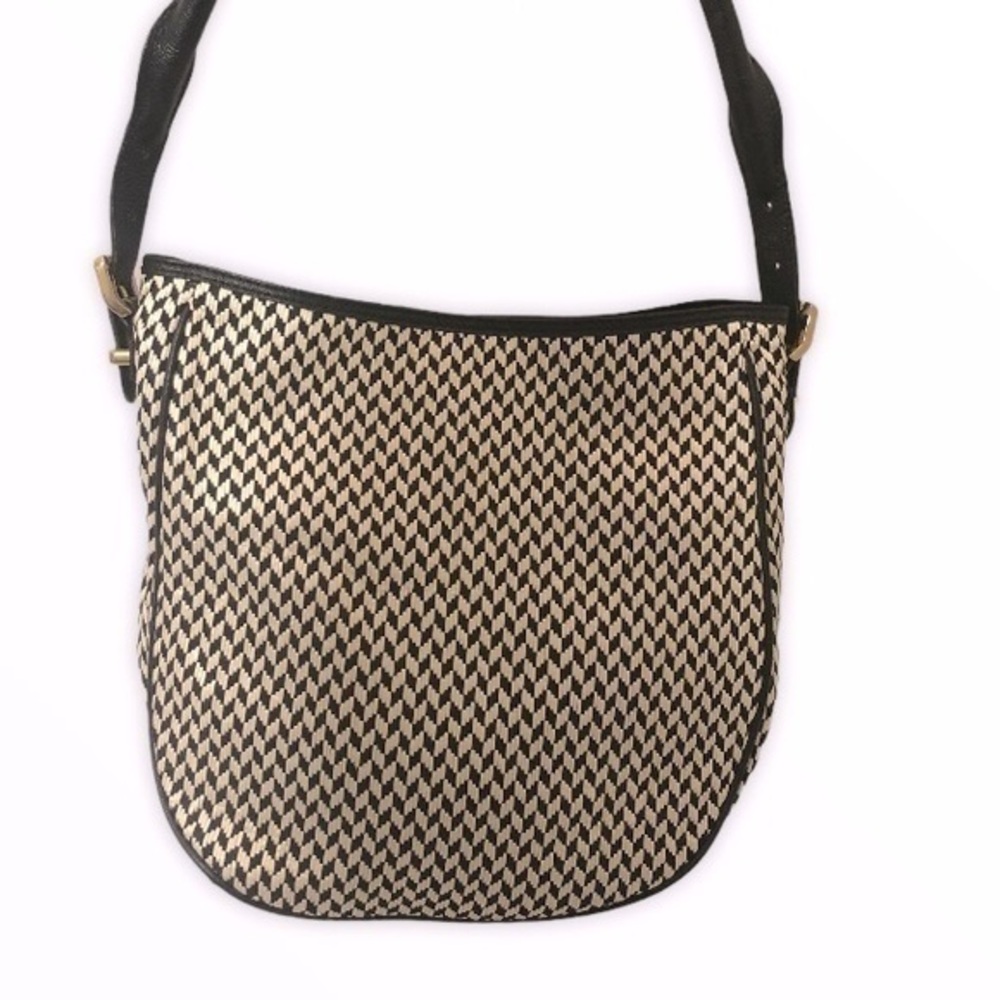 J. Crew black white wicker hobo bag new